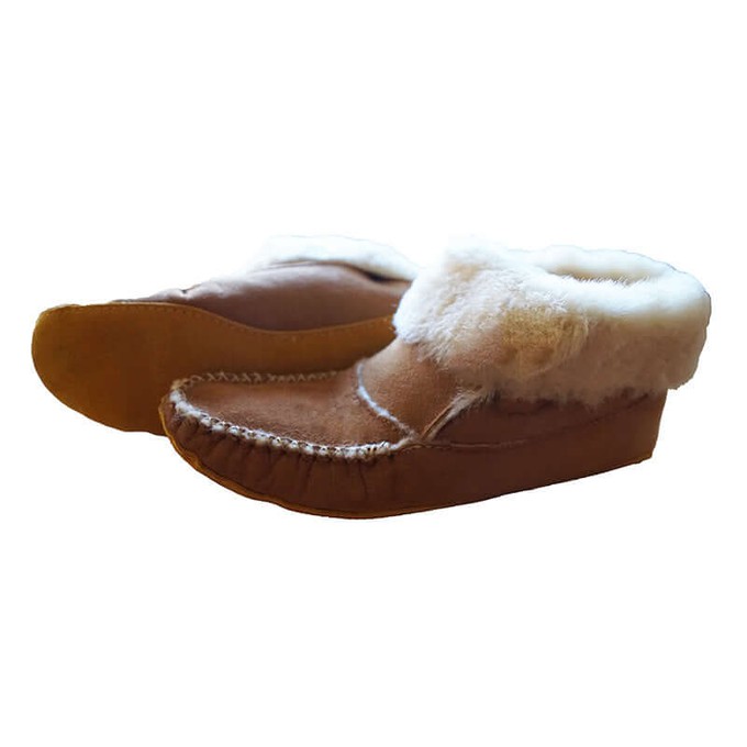 Men Sheepskin Moccasin Boots - Handmade Warm House Slippers from Quetzal Artisan