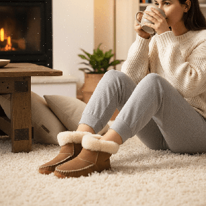 Moccasin Boots Sheepskin - Women Handmade Winter Slippers from Quetzal Artisan