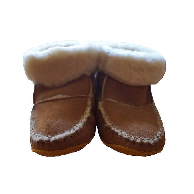 Moccasin Boots Sheepskin - Women Handmade Winter Slippers from Quetzal Artisan