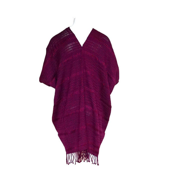 Red Blue Summer Poncho - Fairtrade Ecofriendly Cotton Tunic from Quetzal Artisan