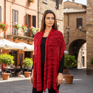 Crimson Red Shawl- Handwoven Thin Versatile Women Scarves from Quetzal Artisan