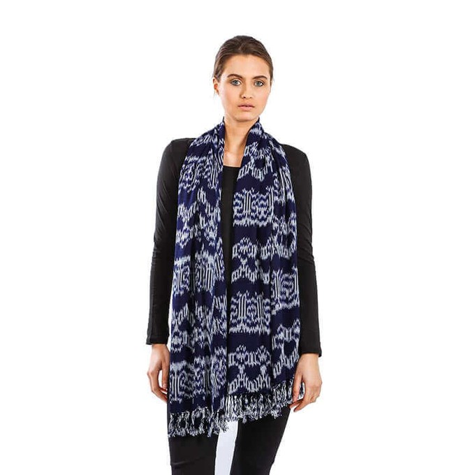 Blue Indigo Forest Shawl | Tie Dyed Eco-Friendly Scarf from Quetzal Artisan