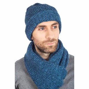 Scarf and Hat Blue Ocean - Men Long Winter Scarf Alpaca Wool from Quetzal Artisan