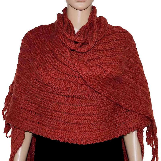 Poncho Bordeaux Red - Handwoven Alpaca Wool Wrap for Women from Quetzal Artisan