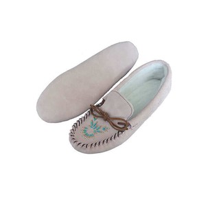 Suede Moccasins Light Pink - Indoor Women's Winter Slippers from Quetzal Artisan