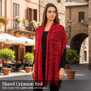 Crimson Red Shawl- Handwoven Thin Versatile Women Scarves from Quetzal Artisan