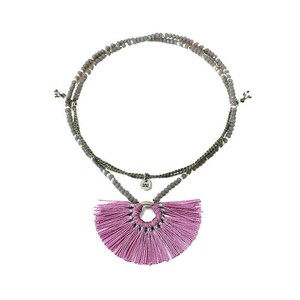 Lavender Fan Tassel Necklace - Handcrafted Fairtrade Jewelry from Quetzal Artisan