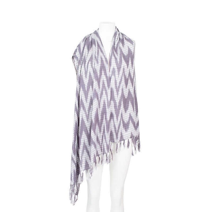Grey Waves Shawl - Eco Friendly Tie Dye Scarf | Fashion Wrap from Quetzal Artisan