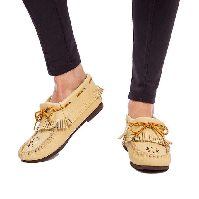 Ankle high Moccasins Natural - Hiawatha - Handmade in Canada from Quetzal Artisan