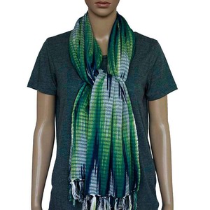 Shawl Indigo Hills - Eco-friendly Hand-dyed Green Scarf from Quetzal Artisan