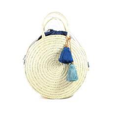 Handbag Palm Leaf Blue - Cotton Pouch - Ecofriendly and Fair via Quetzal Artisan