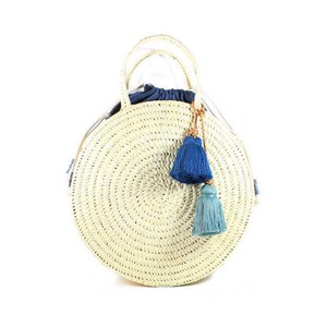 Handbag Palm Leaf Blue - Cotton Pouch - Ecofriendly and Fair from Quetzal Artisan