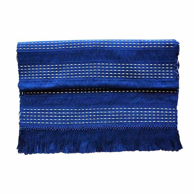 Table Runner Dark Blue - 68" x 17" - Handmade and Fairtrade from Quetzal Artisan