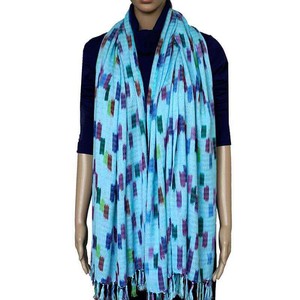 Pastel Blue Confetti Shawl - Lightweight Tie Dye Rayon Scarf from Quetzal Artisan