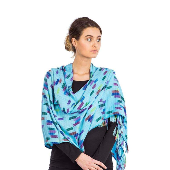 Pastel Blue Confetti Shawl - Lightweight Tie Dye Rayon Scarf from Quetzal Artisan