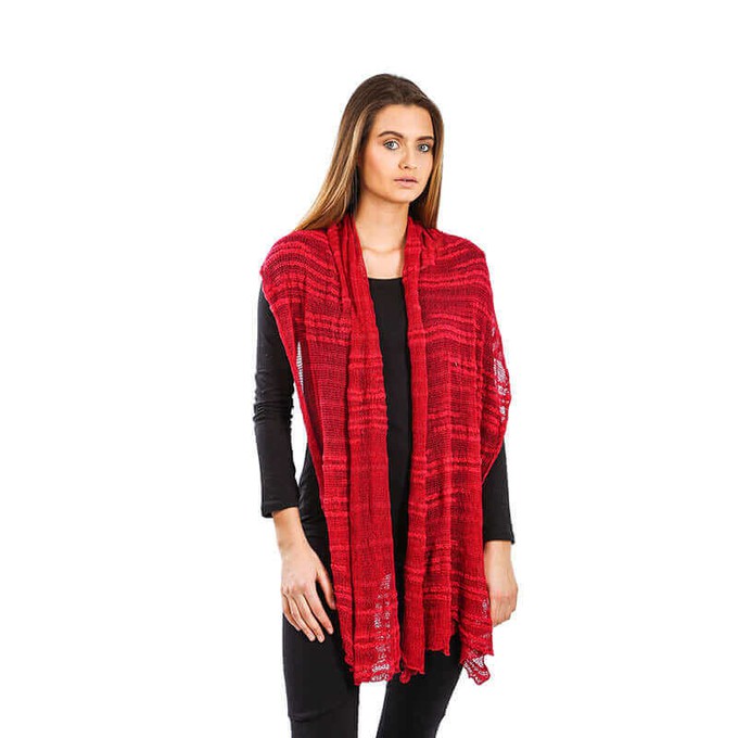 Crimson Red Shawl- Handwoven Thin Versatile Women Scarves from Quetzal Artisan