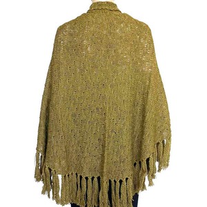 Green Olive Triangle Shawl - Long Lightweight Alpaca Poncho from Quetzal Artisan