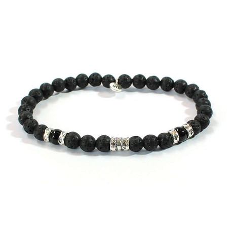 Bracelet Lava and Onyx - For Men - Handmade and Fairtrade from Quetzal Artisan