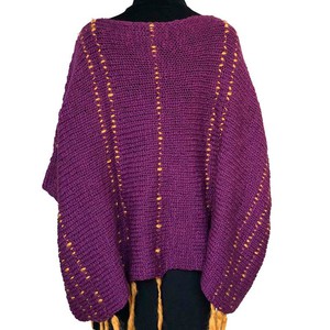 Poncho Plum Purple - Fringed Womens Poncho Stylish and Warm from Quetzal Artisan