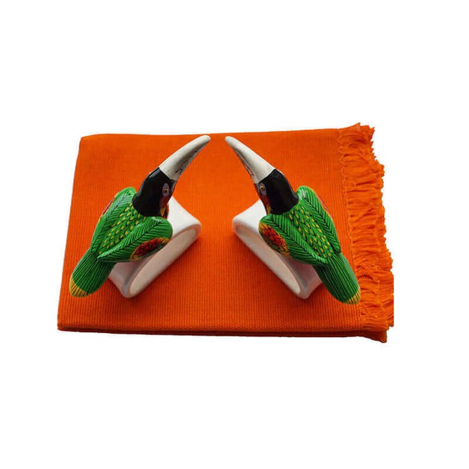 Green Toucan Napkin Rings - Cotton Napkins - Fairtrade from Quetzal Artisan