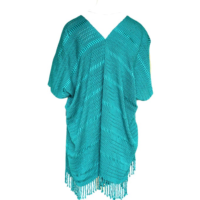 Aquamarine Summer Poncho - Natural Dyed Cotton Tunic from Quetzal Artisan