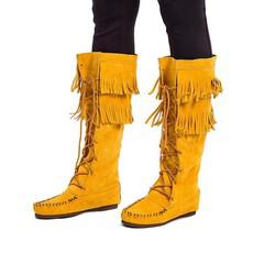 Fringed Boots Indian Tan - Suede - Handmade Canadian Mukluks via Quetzal Artisan