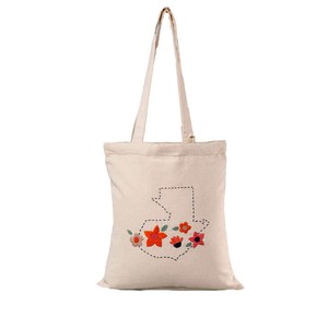 Tote Bag Wild Flowers - Small Bag Handmade with Ecru Cotton from Quetzal Artisan