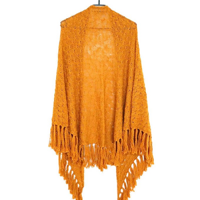 Yellow Mustard Triangle Shawl - Versatile Lightweight Poncho from Quetzal Artisan