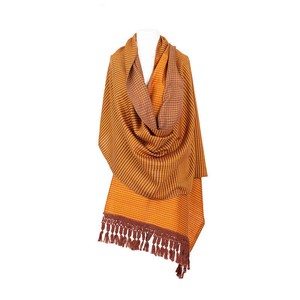 Brown Yellow Shawl - Extra Large Handwoven Wrap from Quetzal Artisan