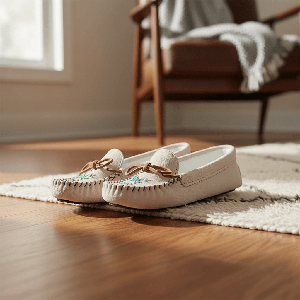 Suede Moccasins Light Pink - Indoor Women's Winter Slippers from Quetzal Artisan