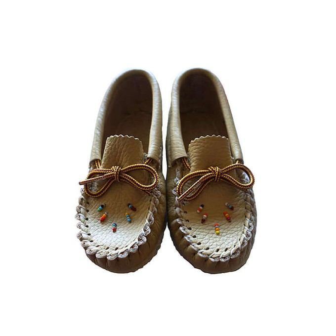 Girls Leather Moccasins - Hiawatha Traditional Native Shoes from Quetzal Artisan