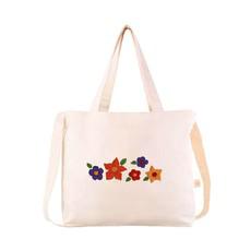 Eco Shopper Wild Flowers - Ecru Cotton - Beautiful & Fair via Quetzal Artisan