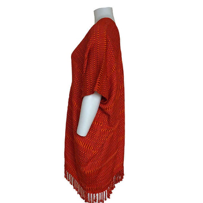 Orange Summer Poncho - Ecofriendly & Fairtrade Cotton Tunic from Quetzal Artisan