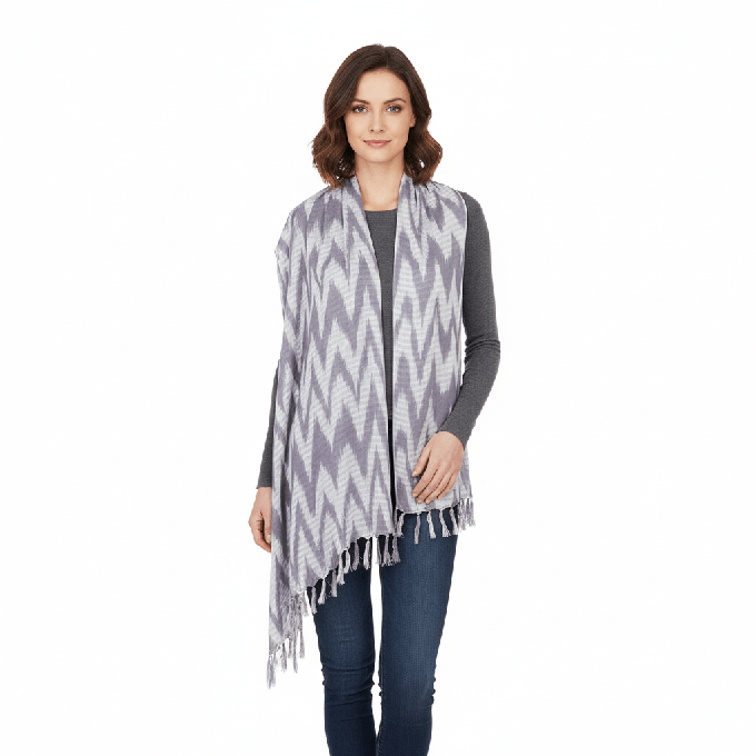 Grey Waves Shawl - Eco Friendly Tie Dye Scarf | Fashion Wrap from Quetzal Artisan