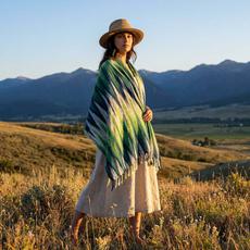 Shawl Indigo Hills - Eco-friendly Hand-dyed Green Scarf via Quetzal Artisan