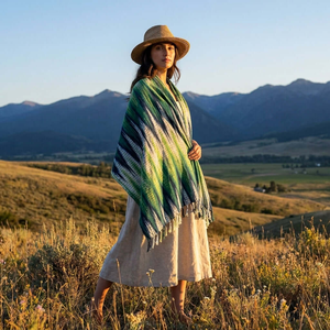 Shawl Indigo Hills - Eco-friendly Hand-dyed Green Scarf from Quetzal Artisan