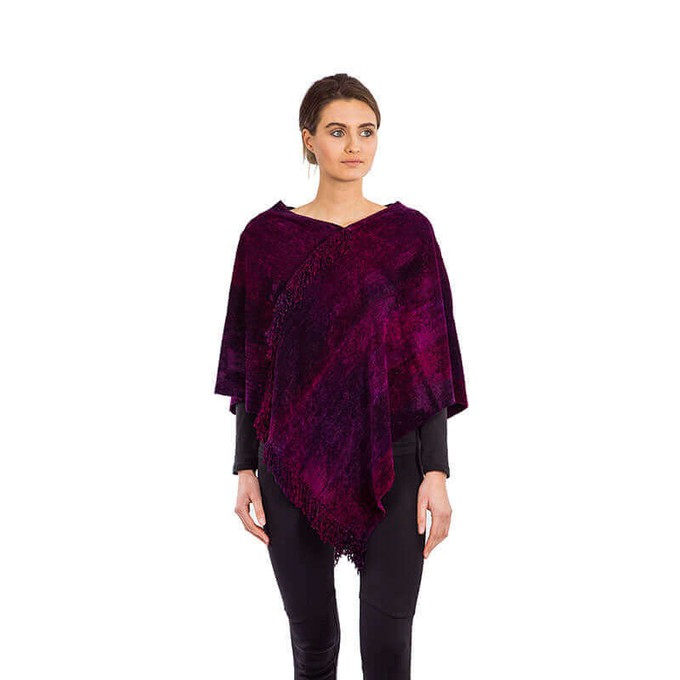 Poncho Magenta - Handwoven Organic Bamboo Chenille Wrap from Quetzal Artisan
