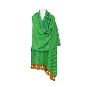 Green Lemon Shawl - Extra Large Woven Fair Trade Plaid Wrap from Quetzal Artisan