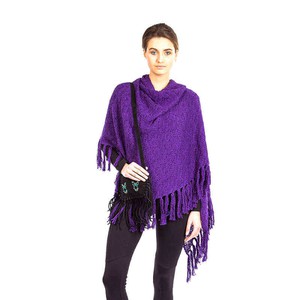Purple Triangle Shawl - Versatile Lightweight Alpaca Poncho from Quetzal Artisan
