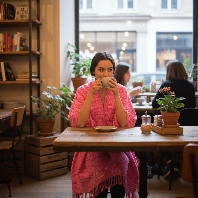 Pink Summer Poncho - Eco-friendly Fairtrade Cotton Tunic from Quetzal Artisan