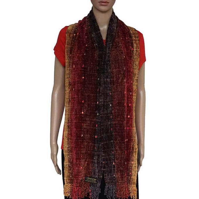 Bamboo Scarf Autumn - With Ribbon - Beautiful and Fairtrade from Quetzal Artisan