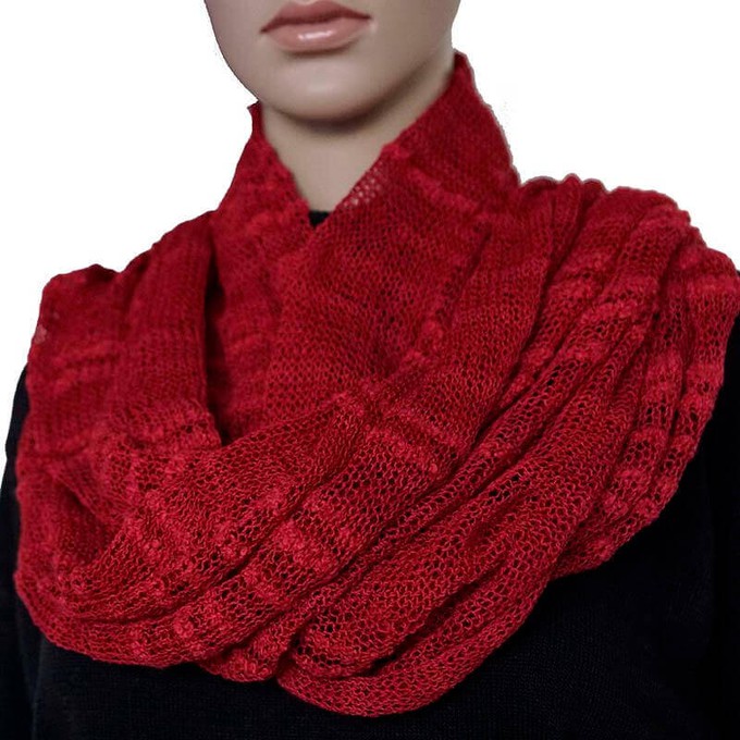 Crimson Red Shawl- Handwoven Thin Versatile Women Scarves from Quetzal Artisan