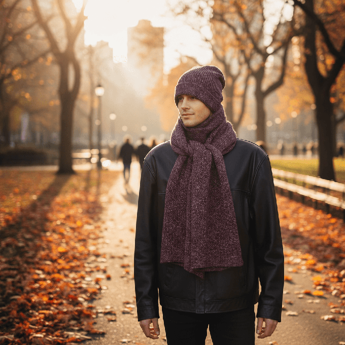 Scarf and Hat Mulberry - Alpaca Wool Long Scarves For Men from Quetzal Artisan