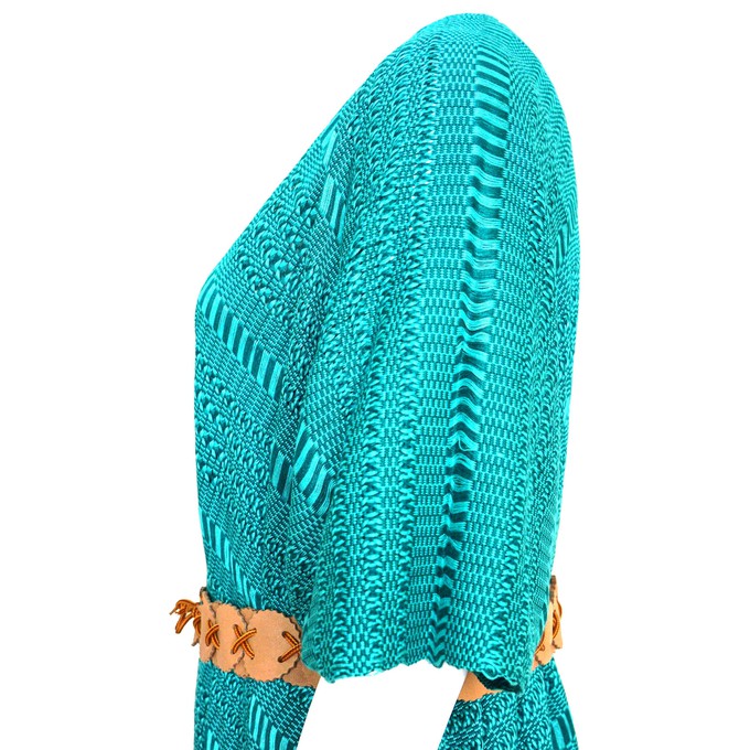 Aquamarine Summer Poncho - Natural Dyed Cotton Tunic from Quetzal Artisan