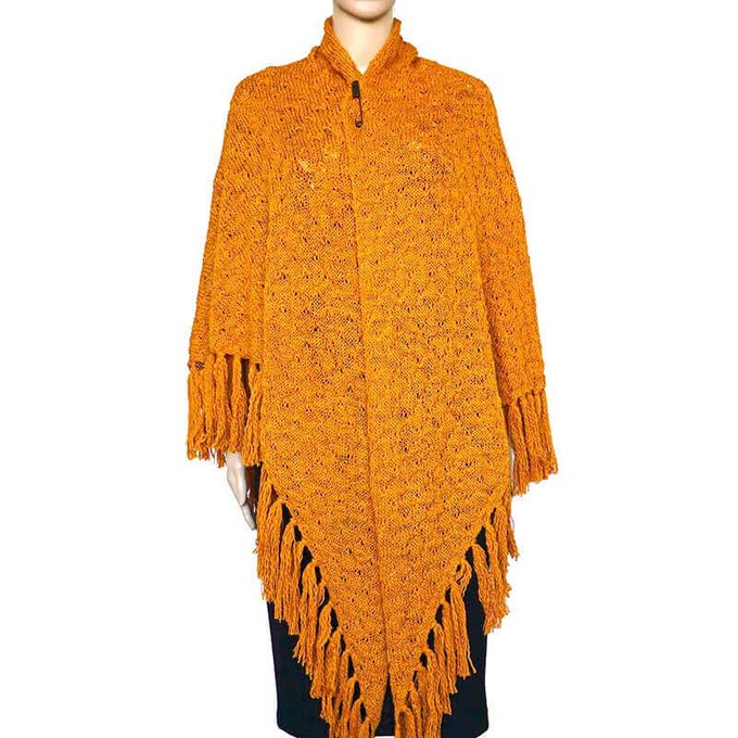 Shawl Yellow Mustard - Versatile Alpaca Wool Triangle Shawl from Quetzal Artisan