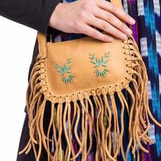 Shoulder Bag Brown Mooshide - Fringes - Handmade in Canada via Quetzal Artisan