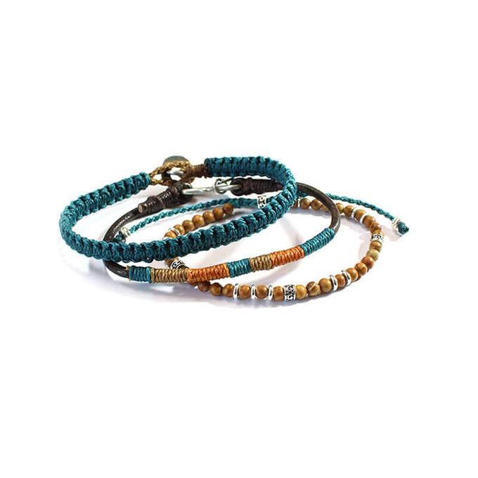 Bracelet Turquoise Brown - For Men - Handmade and Fairtrade from Quetzal Artisan