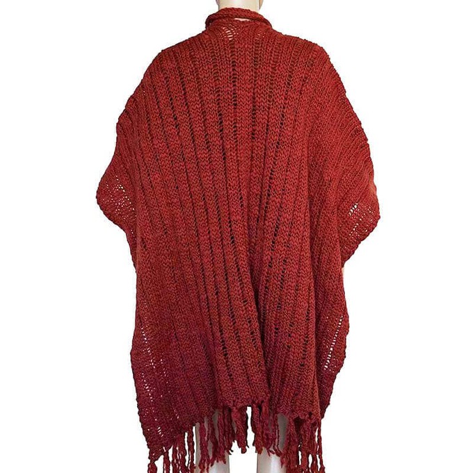 Poncho Shawl Bordeaux - Eco Wool - Fashionable and Warm from Quetzal Artisan Poncho Shawl Bordeaux - Eco Wool - Fashionable and Warm from Quetzal Artisan