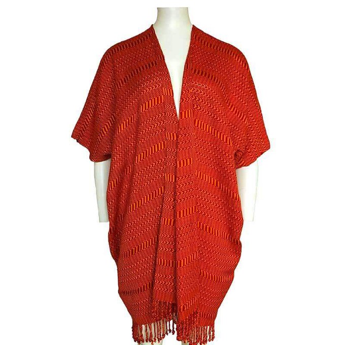 Orange Summer Poncho - Ecofriendly & Fairtrade Cotton Tunic from Quetzal Artisan