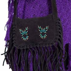 Fringed Shoulder Bag Black - Suede - Handmade in Canada via Quetzal Artisan